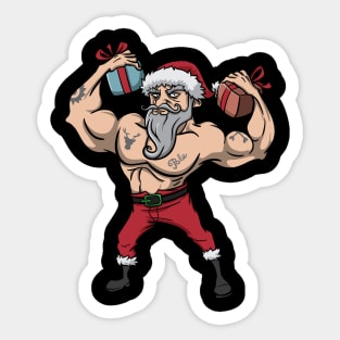 Workout Lifting Lifter Santa Claus Gym Christmas Fitness Sticker